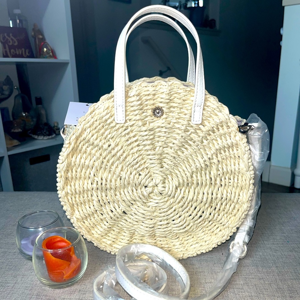 LC Lauren Conrad Cream Round Shoulder Bag